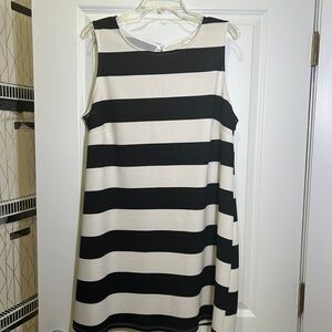 Black and White Sleeveless A-Line Dress